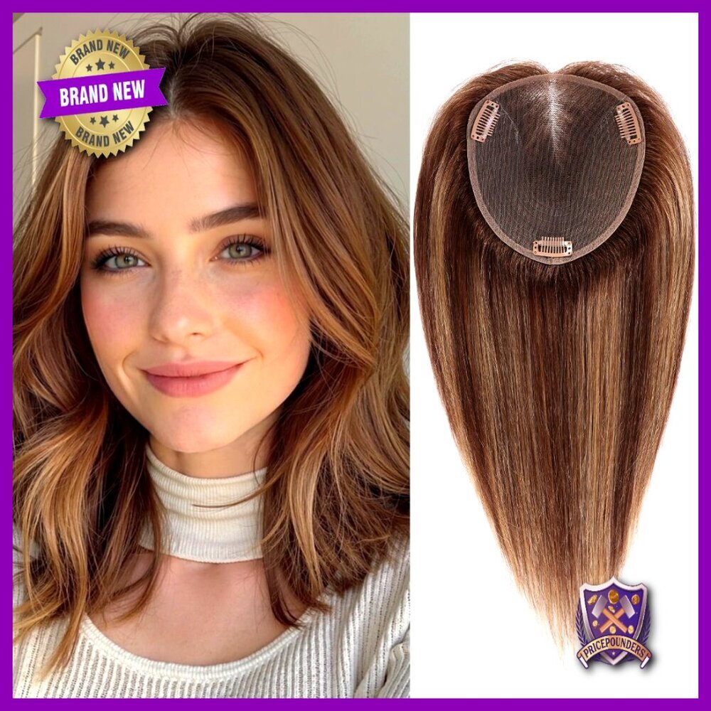 Large Swiss Base Human Hair Topper 60g No Bangs Silk Base Breathable